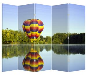 Parawan - Balon na ogrzane powietrze nad jeziorem (210x170 cm)