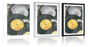 Plakat z passe-partout stare płyty gramofonowe