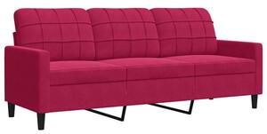 Sofa 3-osobowa, winna czerwieÅ, 180 cm, obita aksamitem