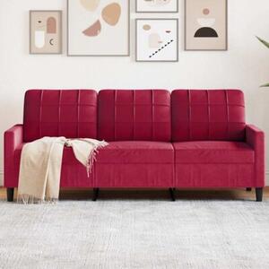 Sofa 3-osobowa, winna czerwieÅ, 180 cm, obita aksamitem