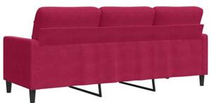 Sofa 3-osobowa, winna czerwieÅ, 180 cm, obita aksamitem