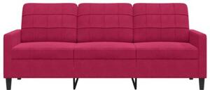 Sofa 3-osobowa, winna czerwieÅ, 180 cm, obita aksamitem