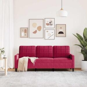Sofa 3-osobowa, winna czerwieÅ, 180 cm, obita aksamitem