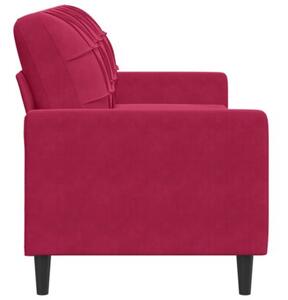 Sofa 3-osobowa, winna czerwieÅ, 180 cm, obita aksamitem