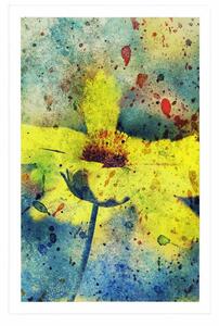Plakat żółty kwiat z klasycznym akcentem