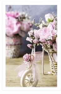 Plakat romantyczny różowy goździk z klasycznym akcentem