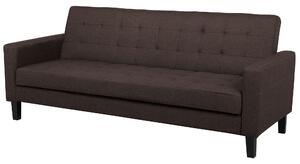 Sofa brązowa rozkładana funkcja spania pikowana 3-osobowa Vehkoo Beliani