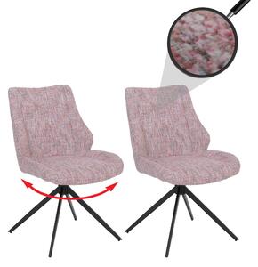 Zestaw 2 krzeseł do jadalni HWC-O48, krzesło kuchenne, obrotowe, z automatycznym powrotem do pozycji wyjściowej, obicie: tkanina chenille (410g/m²), certyfikat Öko-Tex, kolor: różowy