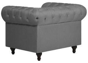 Klasyczny zestaw wypoczynkowy duża sofa fotel pikowany jasnoszary Chesterfield Beliani
