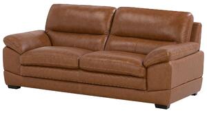 Komplet wypoczynkowy skórzany sofa i fotel w stylu retro brązowy Horten Beliani