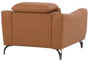 Fotel skórzany w stylu retro regulowane zagłówki brązowy Narwik Beliani