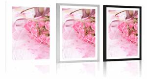 Plakat z passe-partout romantyczny różowy bukiet róż