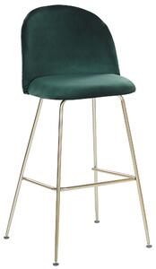 Zestaw 2 krzeseł barowych wysokie tapicerowane welurem zielone Arcola Beliani