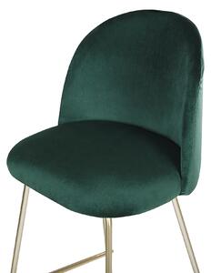 Zestaw 2 krzeseł barowych wysokie tapicerowane welurem zielone Arcola Beliani