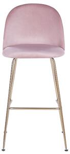 Zestaw 2 krzeseł barowych wysokie tapicerowane welurem różowe Arcola Beliani
