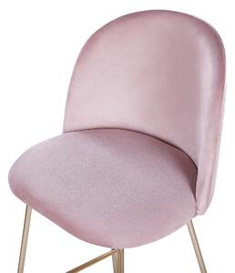 Zestaw 2 krzeseł barowych wysokie tapicerowane welurem różowe Arcola Beliani