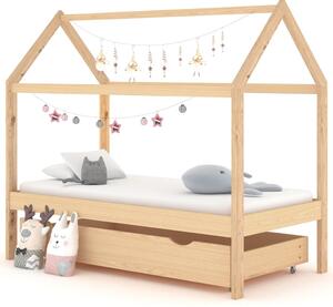 Rama łóżka dziecięcego z szufladą, sosnowa, 80x160 cm