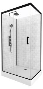 Komplet prysznicowy Kompletny prysznic MARWELL Gotowy prysznic White Stone 80 x 110 x 230 cm - prysznic w komplecie obejmuj?cy brodzik i armatur? - tylna ?ciana z bia?ego szk?a - z wej?ciem od przodu