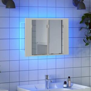 Szafka łazienkowa z lustrem i LED, biała, 60x12x45 cm, akryl
