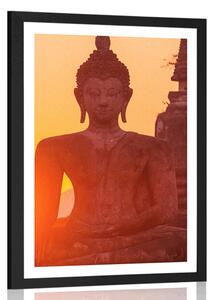 Plakat z passe-partout Posąg Buddy pośrodku kamieni