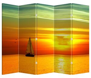 Parawan - Zachód Słońca z jachtem (210x170 cm)