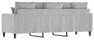 Sofa 3-osobowa, jasnoszara, 180 cm, tapicerowana aksamitem
