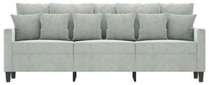 Sofa 3-osobowa, jasnoszara, 180 cm, tapicerowana aksamitem