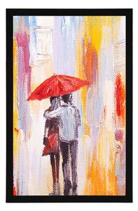 Plakat spacer w deszczu