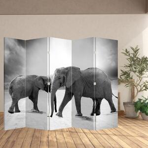 Parawan - Czarno - białe słonie (210x170 cm)