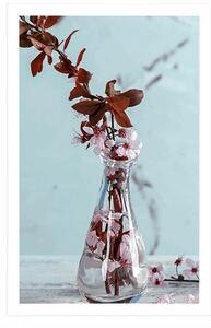 Plakat gałązka wiśni w wazonie