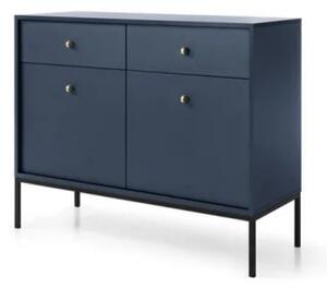 Komoda Mono granatowa (MKSZ104), do salonu, loftowa, granatowa, czarny stelaż