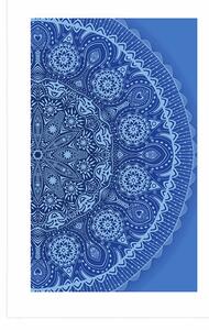 Plakat z passe-partout ozdobna mandala z koronką w niebieskim kolorze