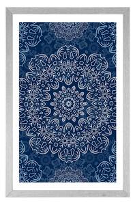 Plakat z passe-partout niebieska Mandala z abstrakcyjnym wzorem