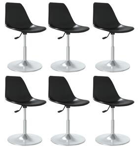 Obrotowe krzesła stołowe, 6 szt., czarne, PP