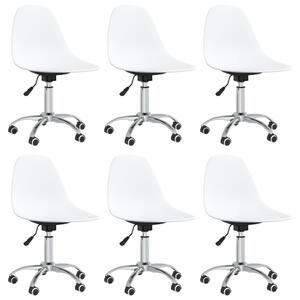 Obrotowe krzesła stołowe, 6 szt., białe, PP