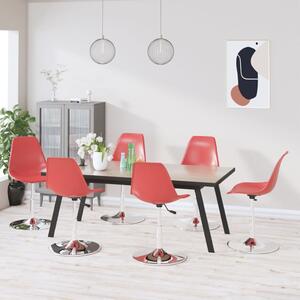 Obrotowe krzesła stołowe, 6 szt., czerwone, PP