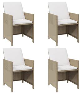 Krzesła ogrodowe z poduszkami, 4 szt., polirattan, beżowe