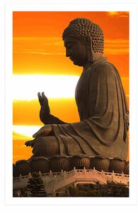 Plakat z passe-partout posąg Buddy o zachodzie słońca