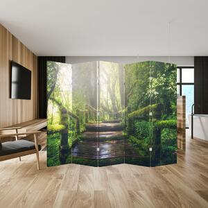 Parawan - Drewniane schody w lesie (210x170 cm)
