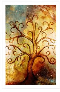 Plakat drzewo życia z abstrakcją kosmosu