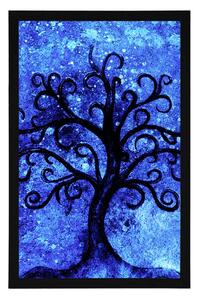 Plakat drzewo życia na niebieskim tle