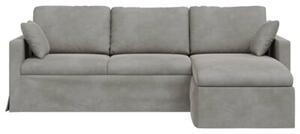 Nowoczesna sofa aksamitna w kolorze jasnoszarym z metalowÄ ramÄ