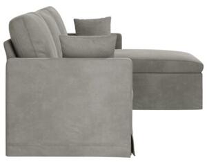 Nowoczesna sofa aksamitna w kolorze jasnoszarym z metalowÄ ramÄ