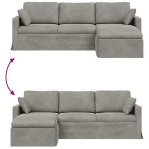 Nowoczesna sofa aksamitna w kolorze jasnoszarym z metalowÄ ramÄ