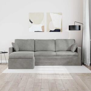Nowoczesna sofa aksamitna w kolorze jasnoszarym z metalowÄ ramÄ