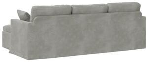 Nowoczesna sofa aksamitna w kolorze jasnoszarym z metalowÄ ramÄ