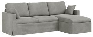 Nowoczesna sofa aksamitna w kolorze jasnoszarym z metalowÄ ramÄ