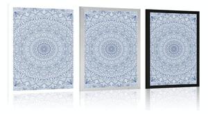 Plakat szczegółowa dekoracyjna Mandala w kolorze niebieskim