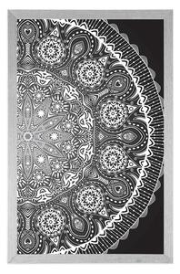Plakat ozdobna mandala z koronką w czarno-białym wzorze