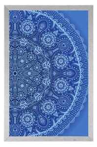 Plakat ozdobna mandala z koronką w kolorze niebieskim